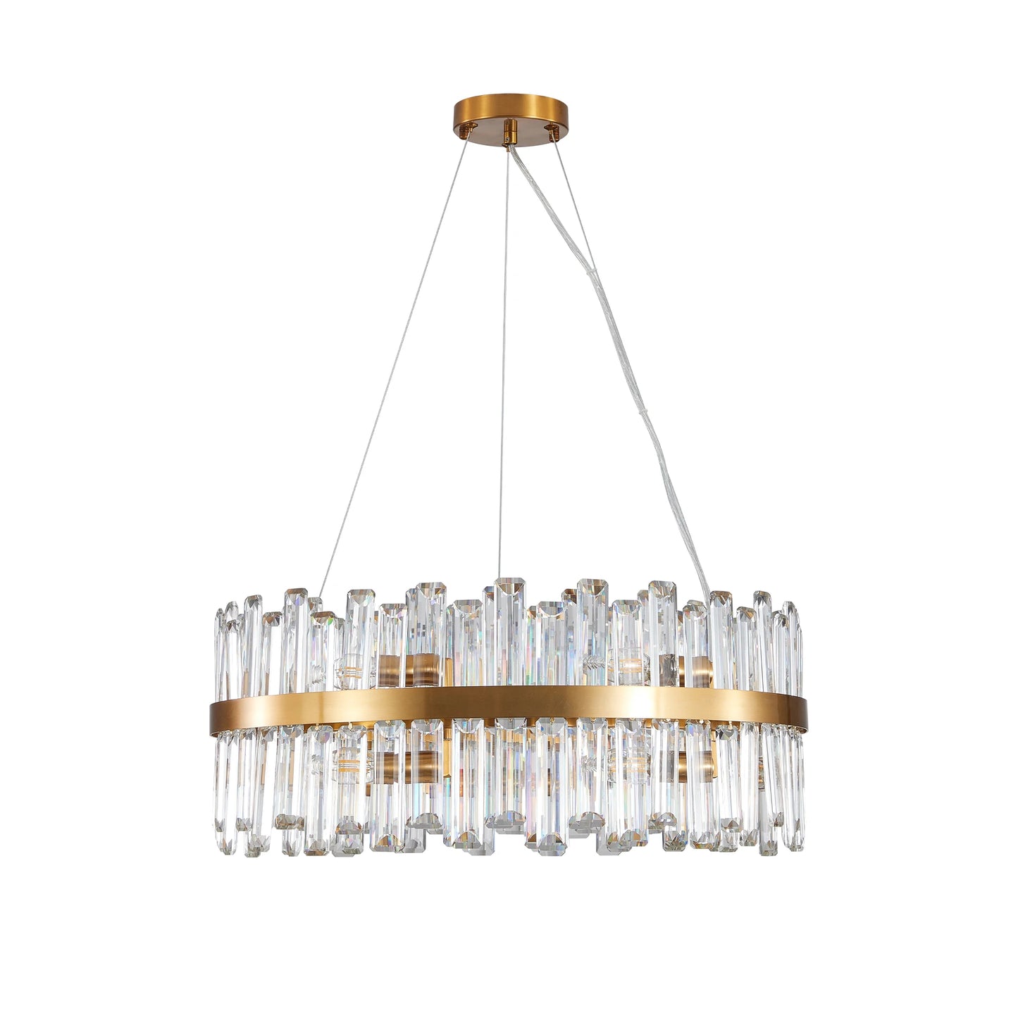 23.6-inch Luxury Crystal Chandelier, Gold-Plated Metal Frame