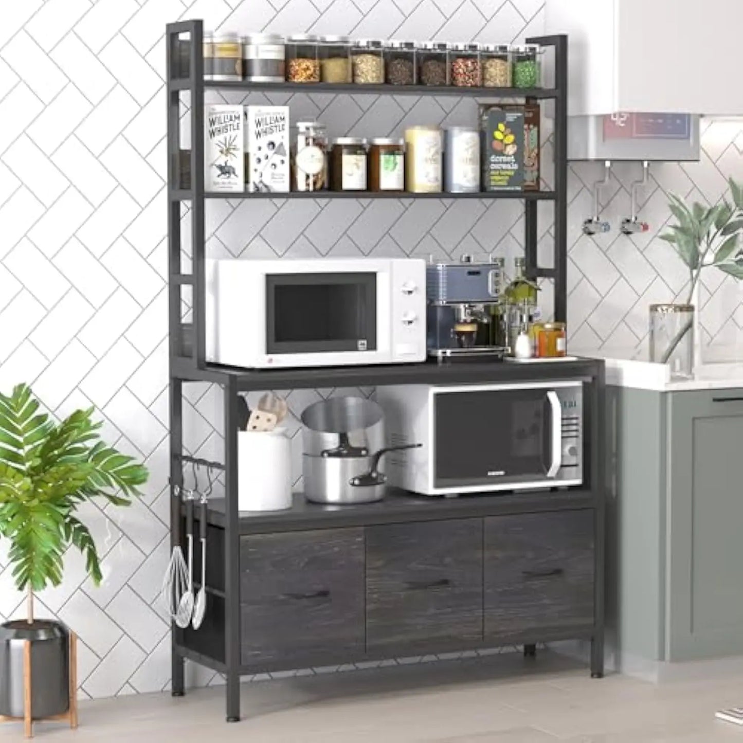 Kitchen Bakers Rack with Power Outlet