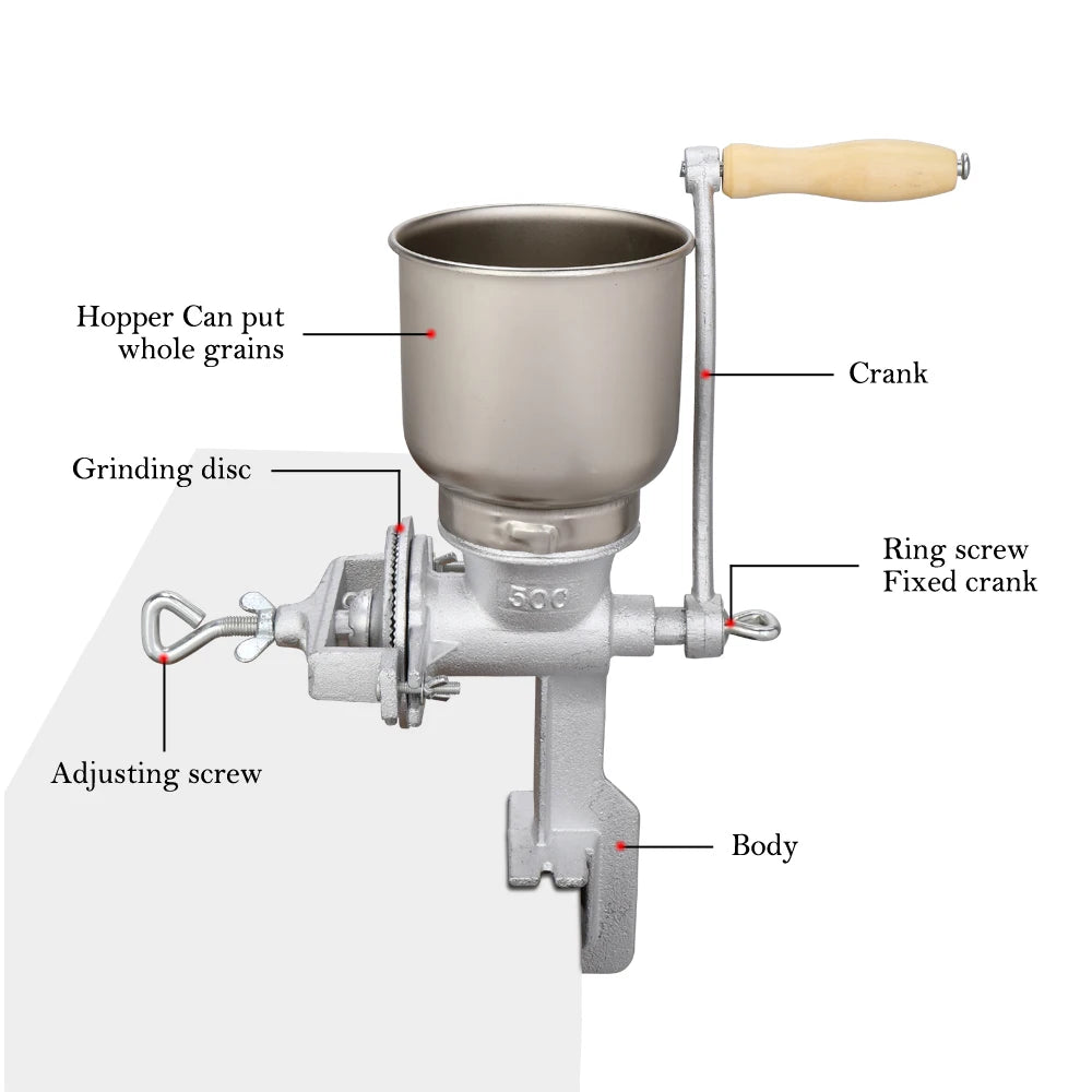 Kitchen Tools Mills Hand Cranking Operation Grain Grinder Silver
