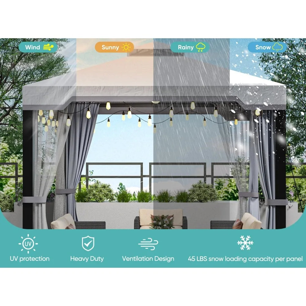 Heavy Duty Garden Gazebo with Mosquito Netting,o