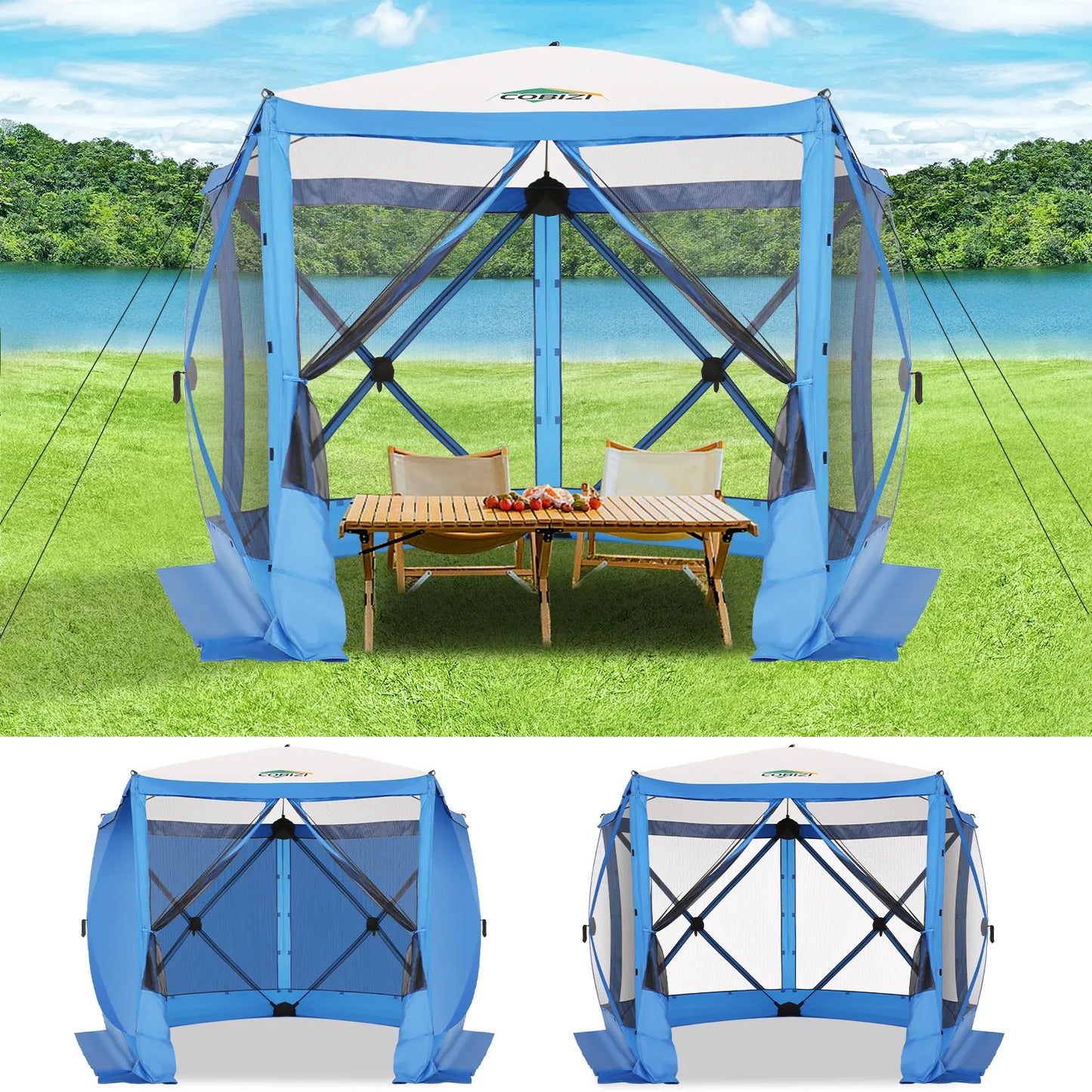 10x10ft, 5 Sided Portable Pop-up Canopy Shelter Tent with Mesh Windows