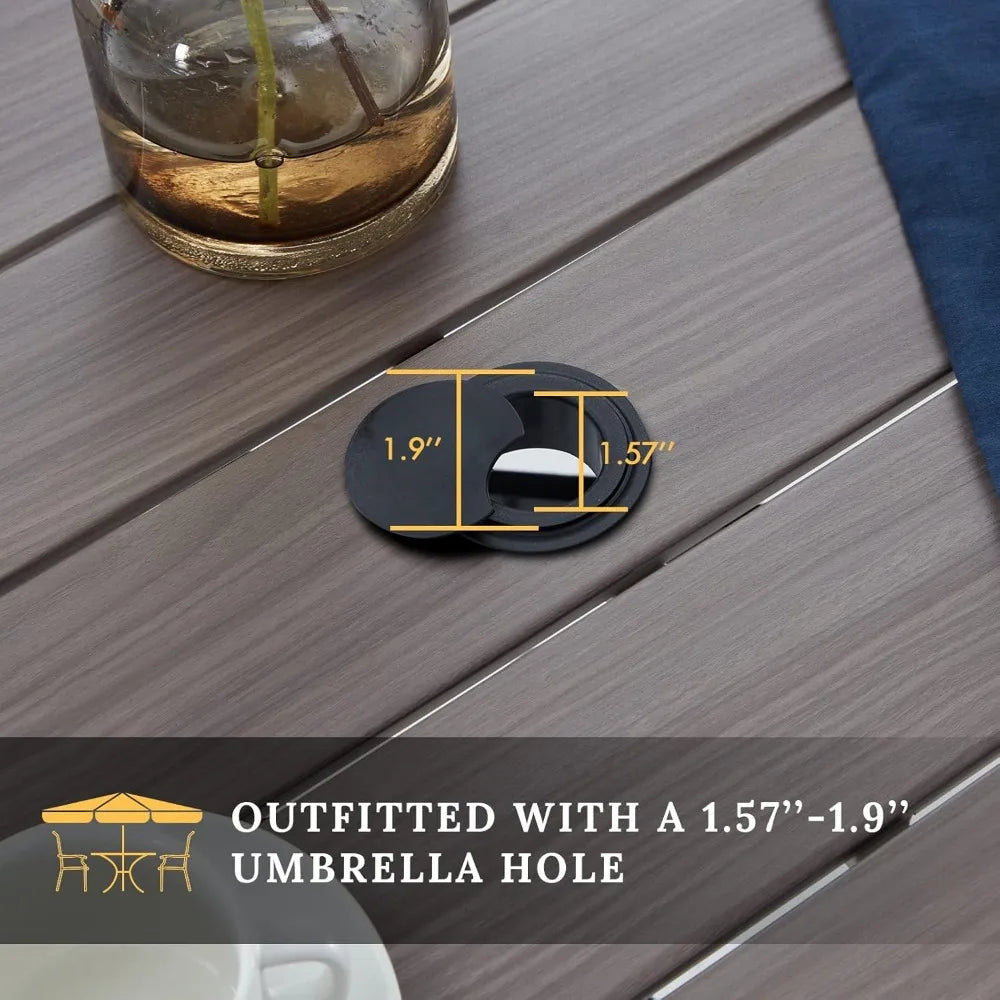 Round Patio Table with Adjustable Umbrella Hole