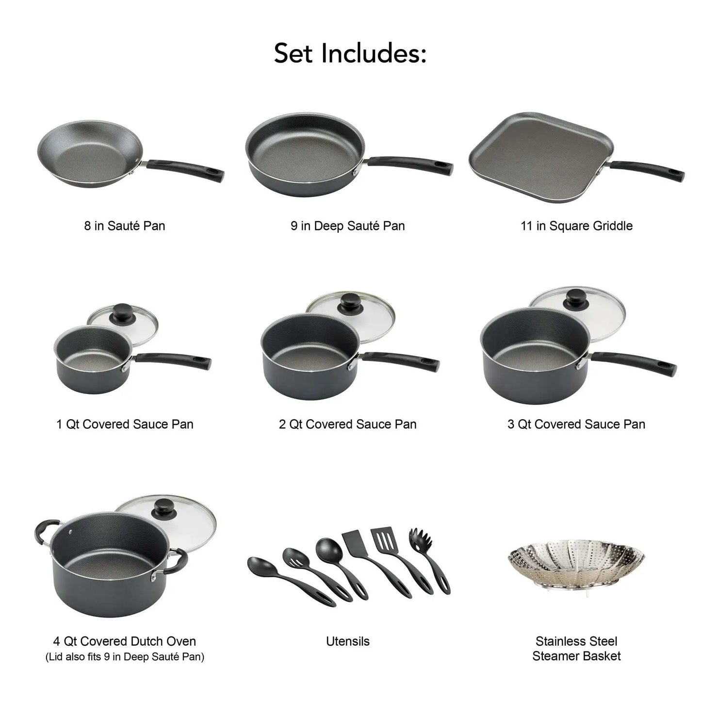 18 Piece Non-stick Cookware Set,