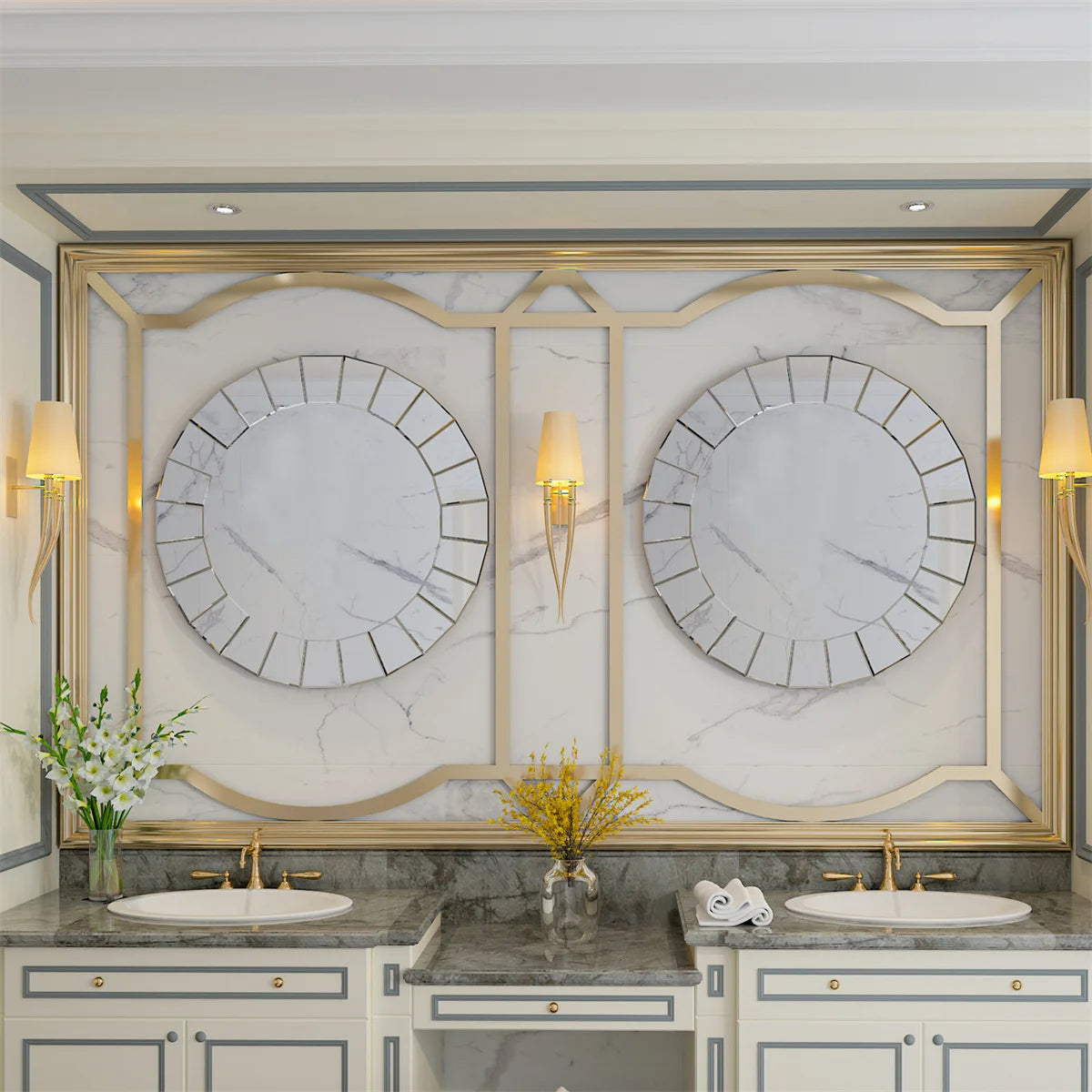 31.5" Circle Large Round Decorative Mirrors for Wall Decor
