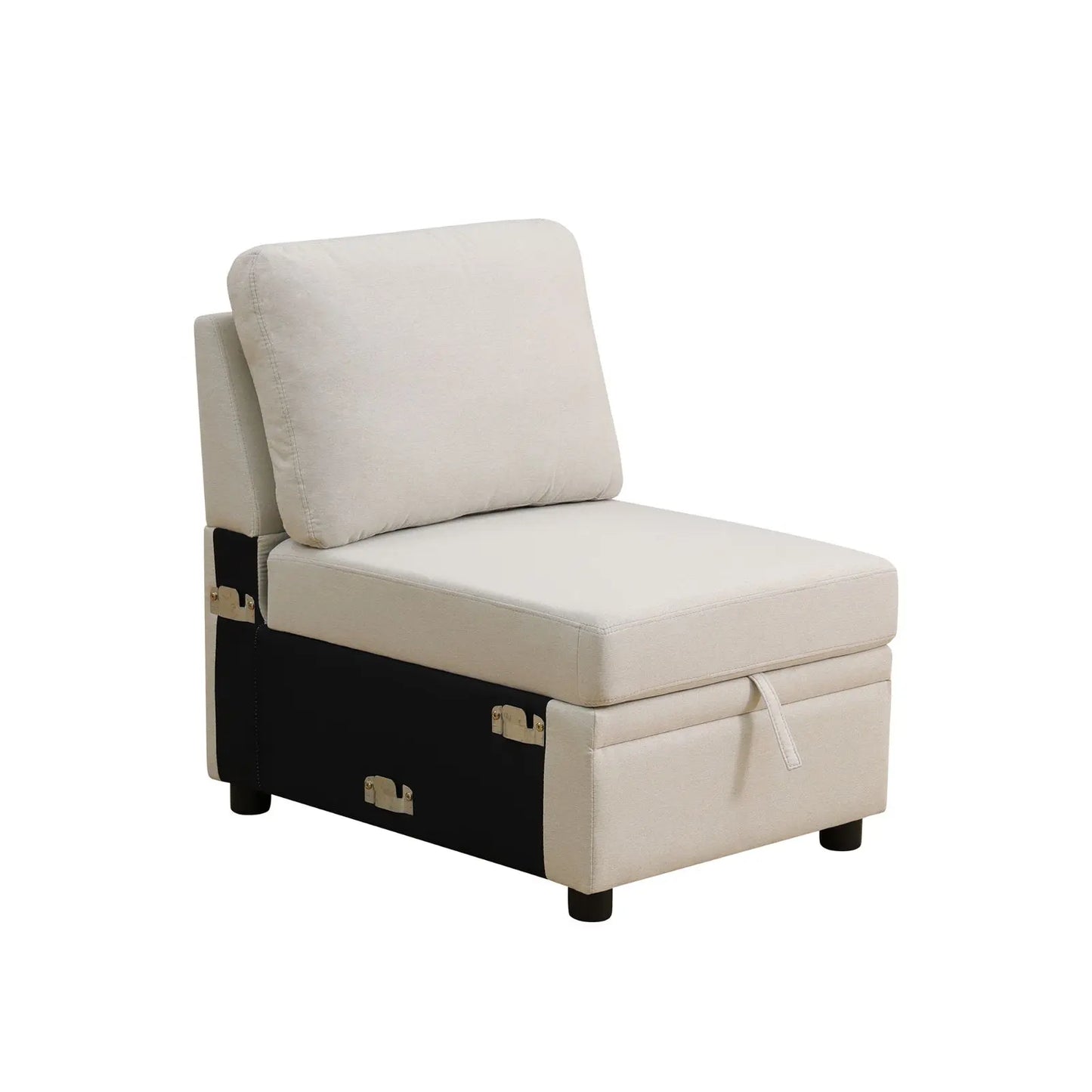 Off-White Sackcloth 6-Piece Living Room Sofa Bed