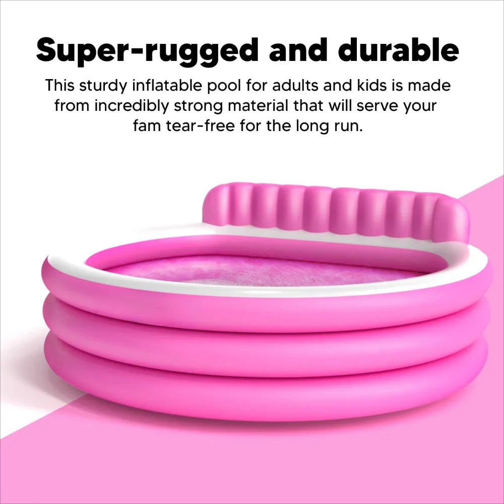 Round Lounge Inflatable Pool with Seats and Backrest for Kids