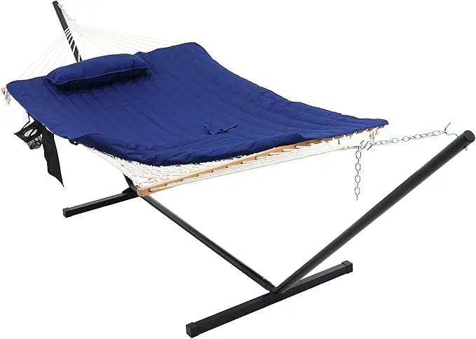 Double Outdoor Hammock with 12FT Steel Stand, 2 Persons