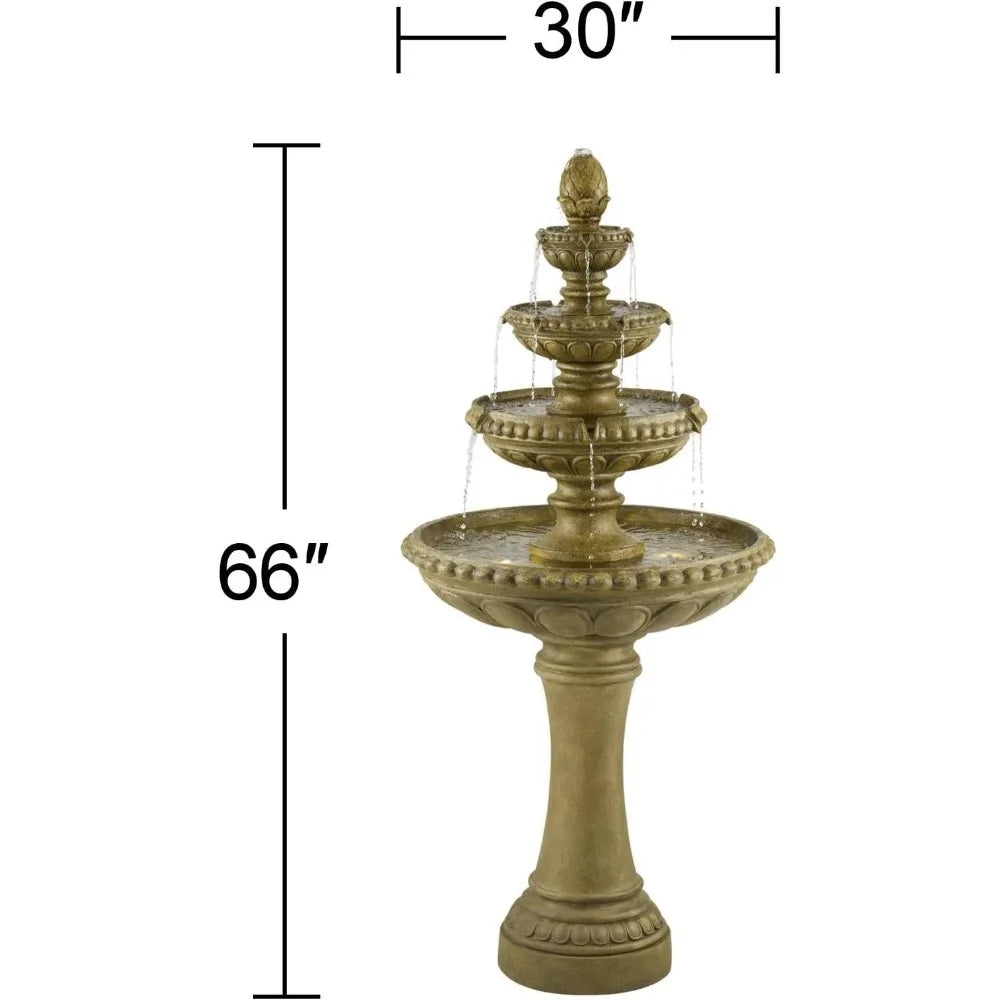 Outdoor Floor Water Fountain 66" High with LED Light