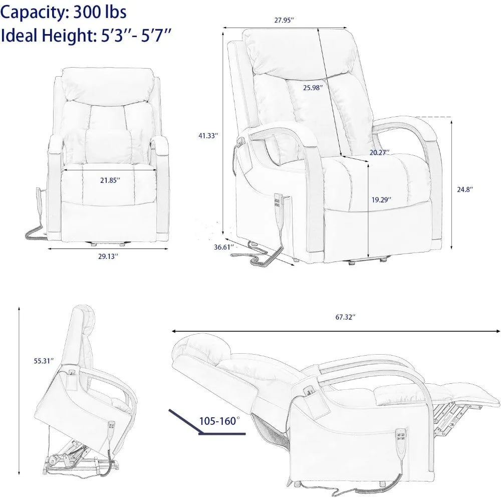 Lift Chair Recliner with Heat & Massage