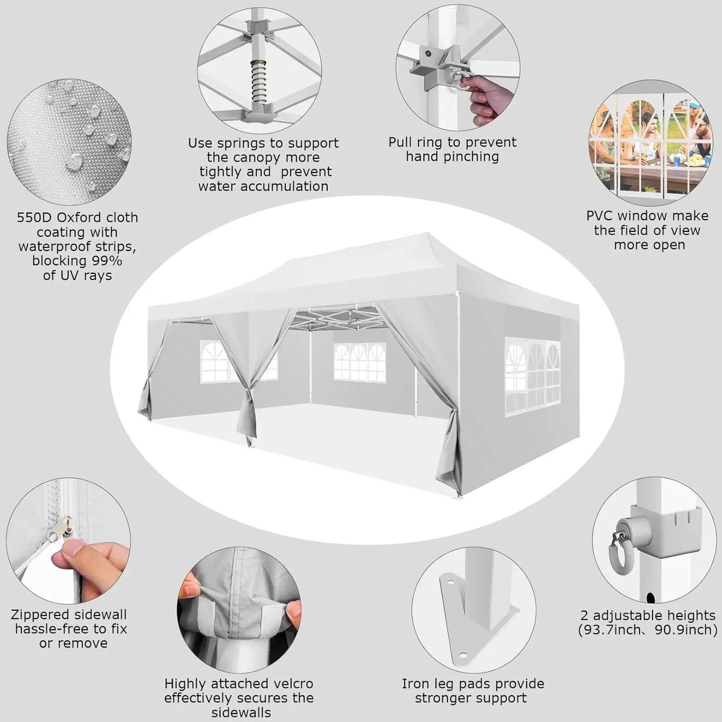 13x26 Pop up Tent Heavy Duty Canopy with 6 Sidewalls All Season