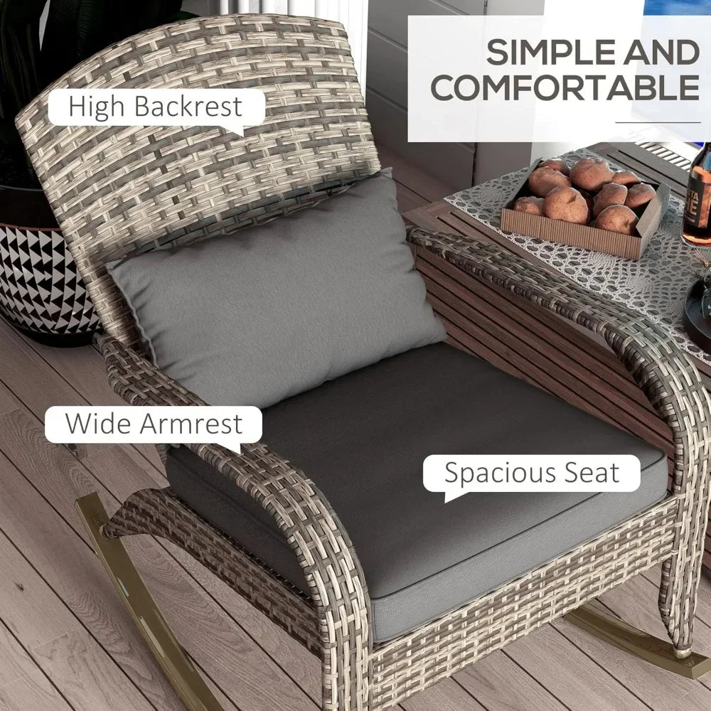 Outdoor, Patio Rattan Rocker Chair