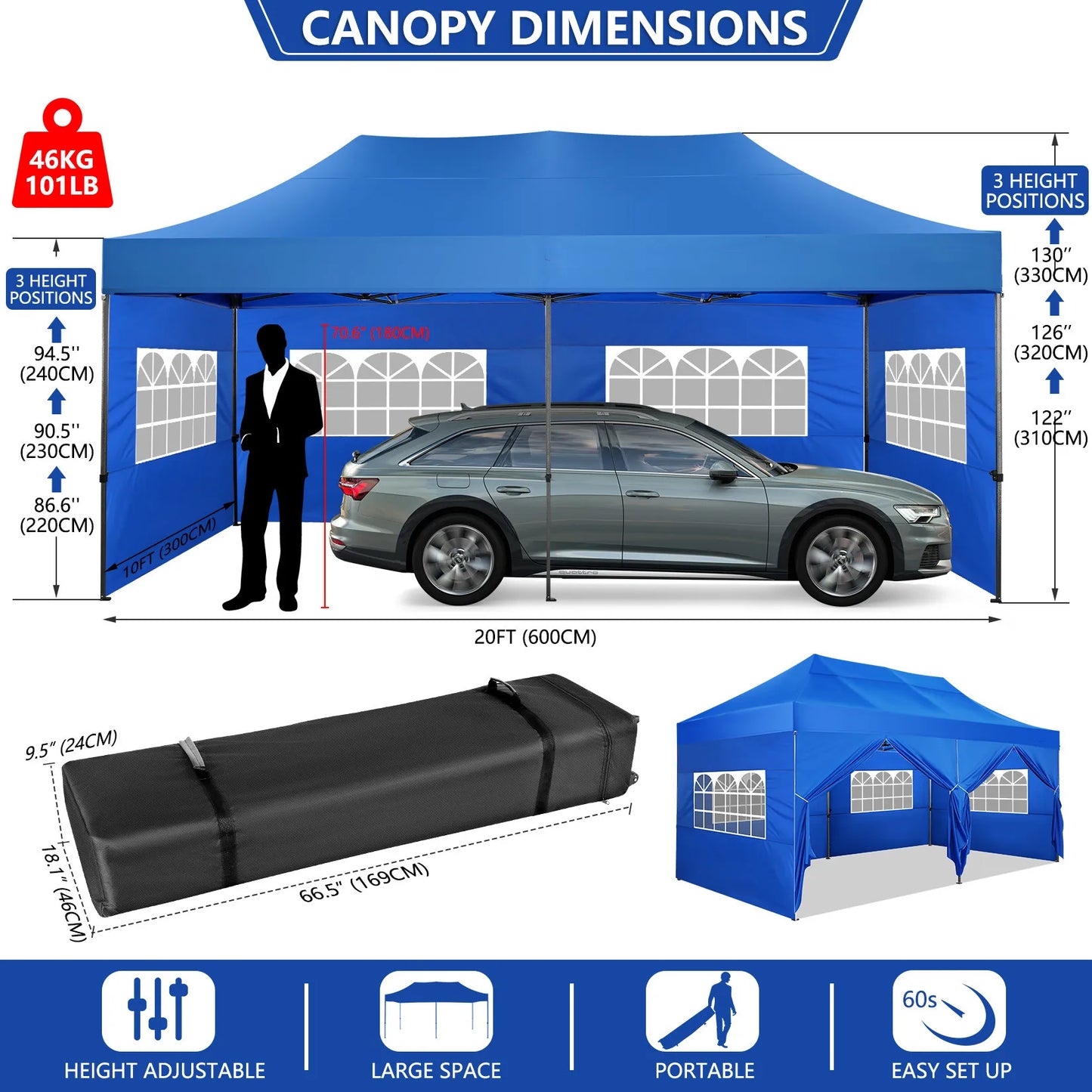 10x20 Heavy Duty Pop up Canopy Tent