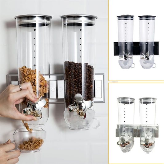 Wall-mounted 2 Barrel Cereal/Grain Dispenser