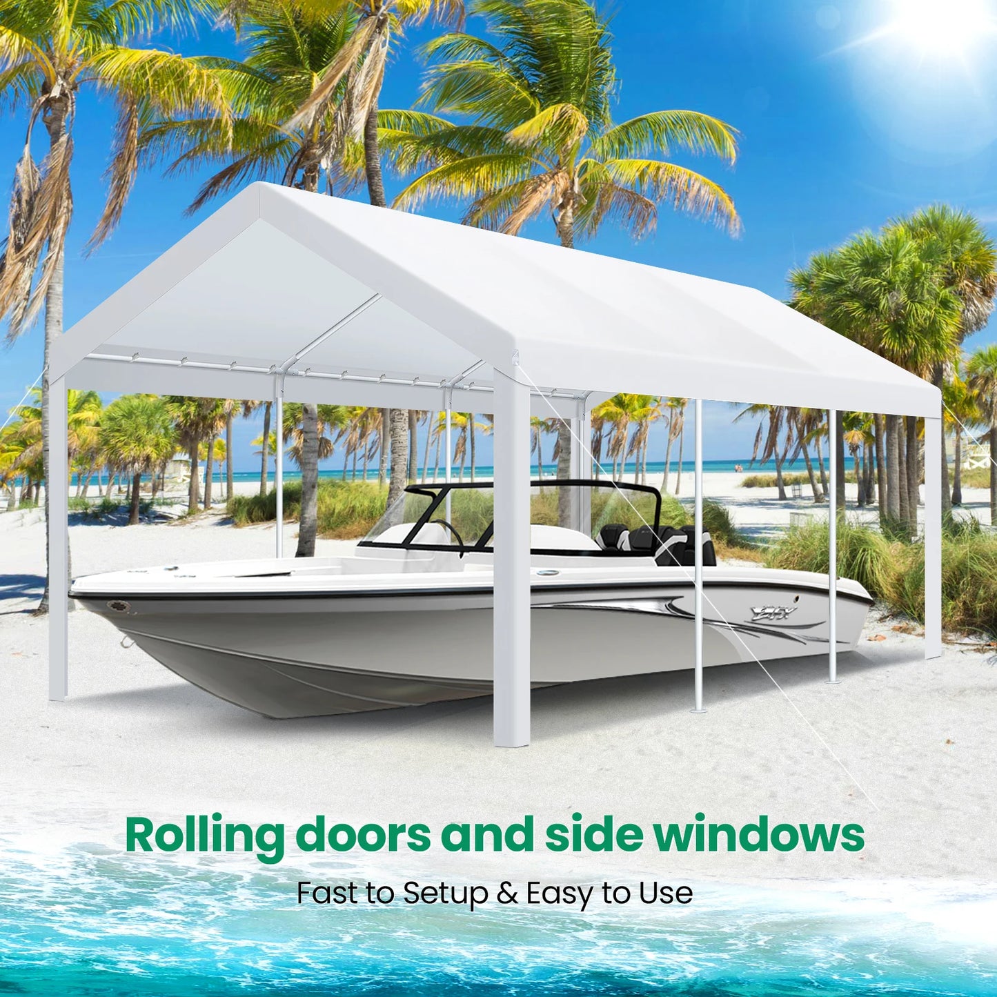 10x20 Heavy Duty Carport Canopy, with Removable Sidewalls