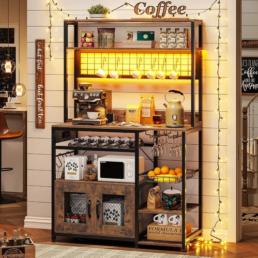 Kitchen Bakers Rack with Storage Shelves
