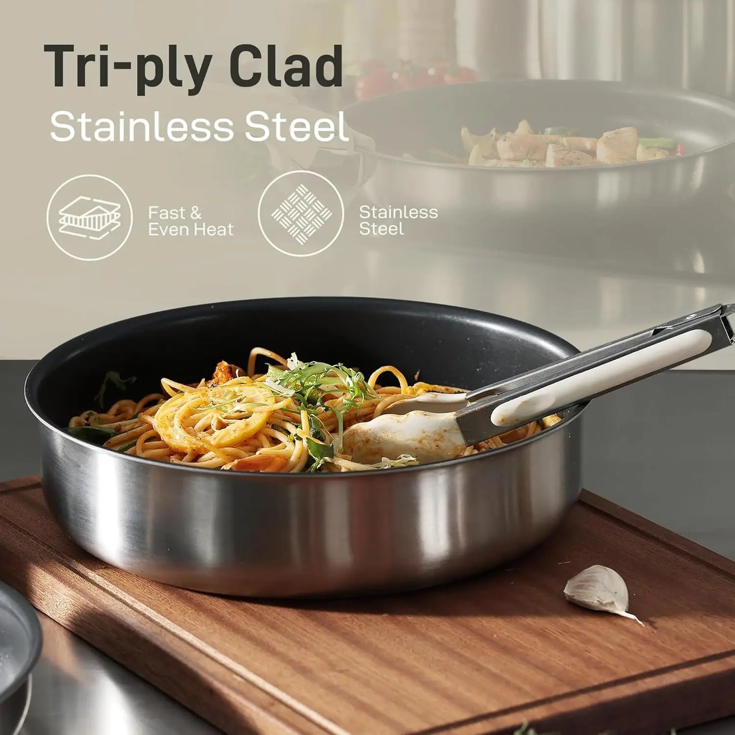 9pcs Stainless Steel Pots and Pans Set Non Stick
