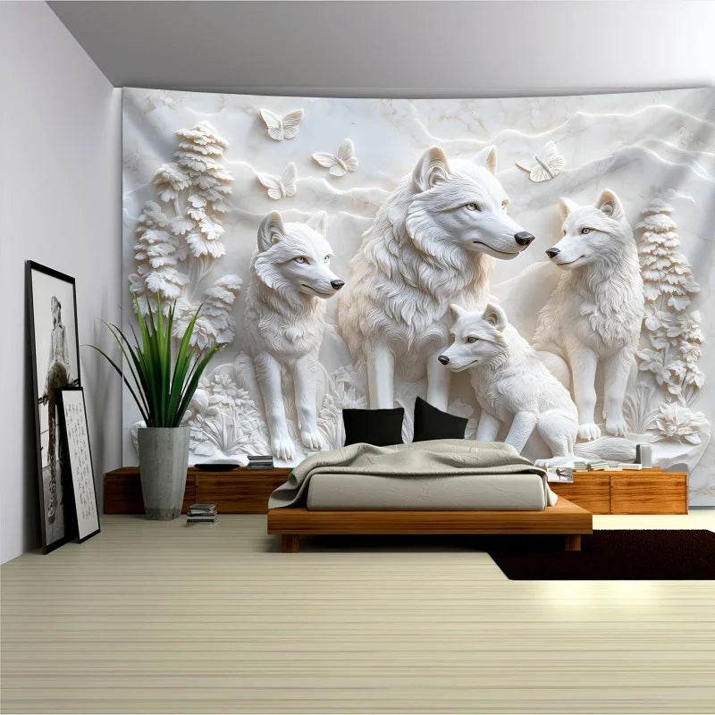 Harmonious Wolves 3D Wall Hanging Tapestry