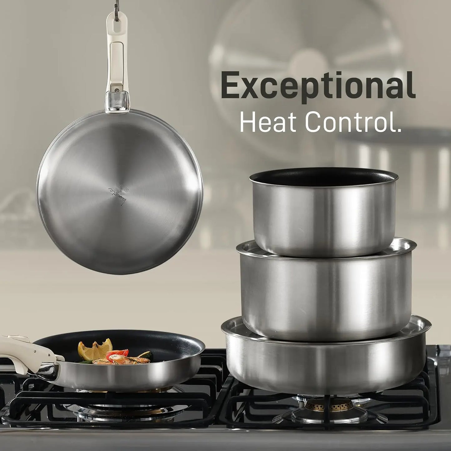 9pcs Stainless Steel Pots and Pans Set Non Stick