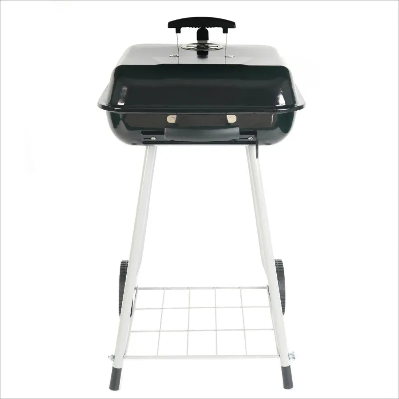 Square Steel Charcoal Grill on Wheels
