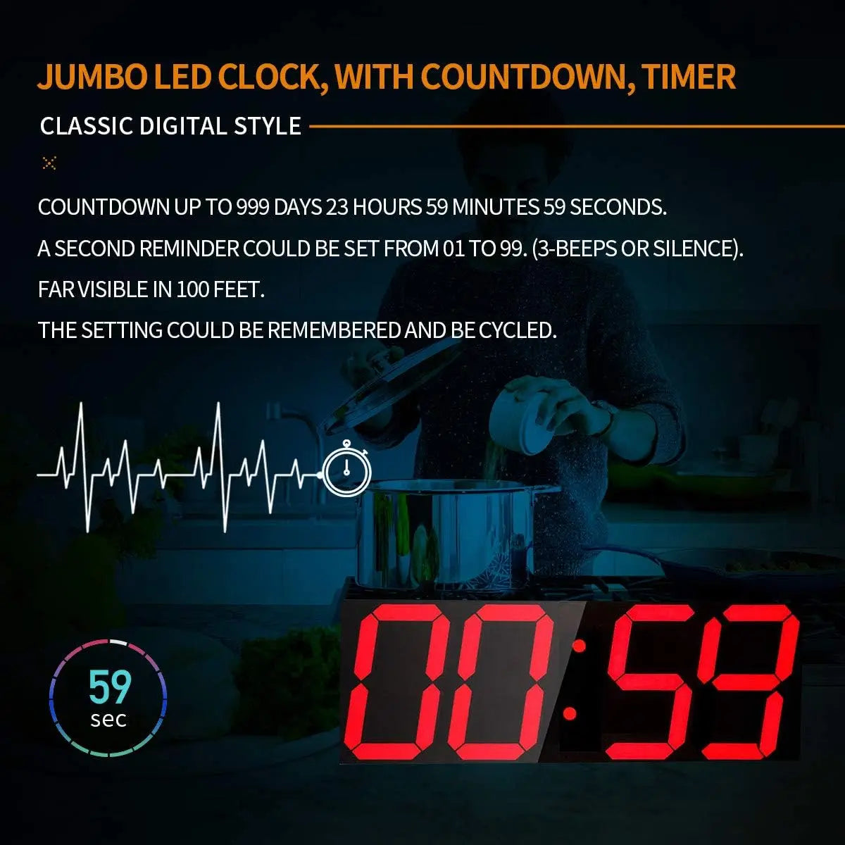 Oversized Digital Wall Clock
