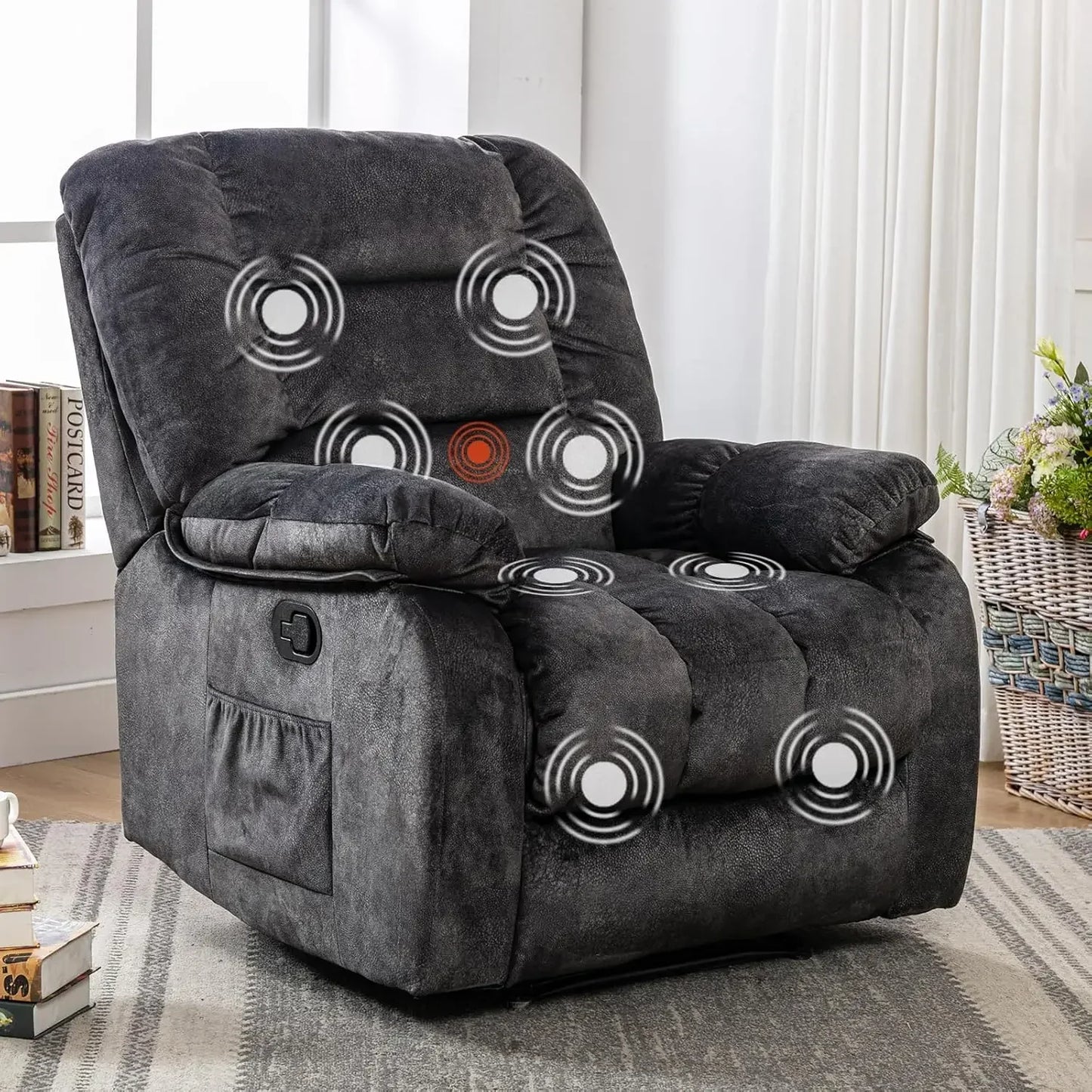 Overstuffed Massage Recliner Chair