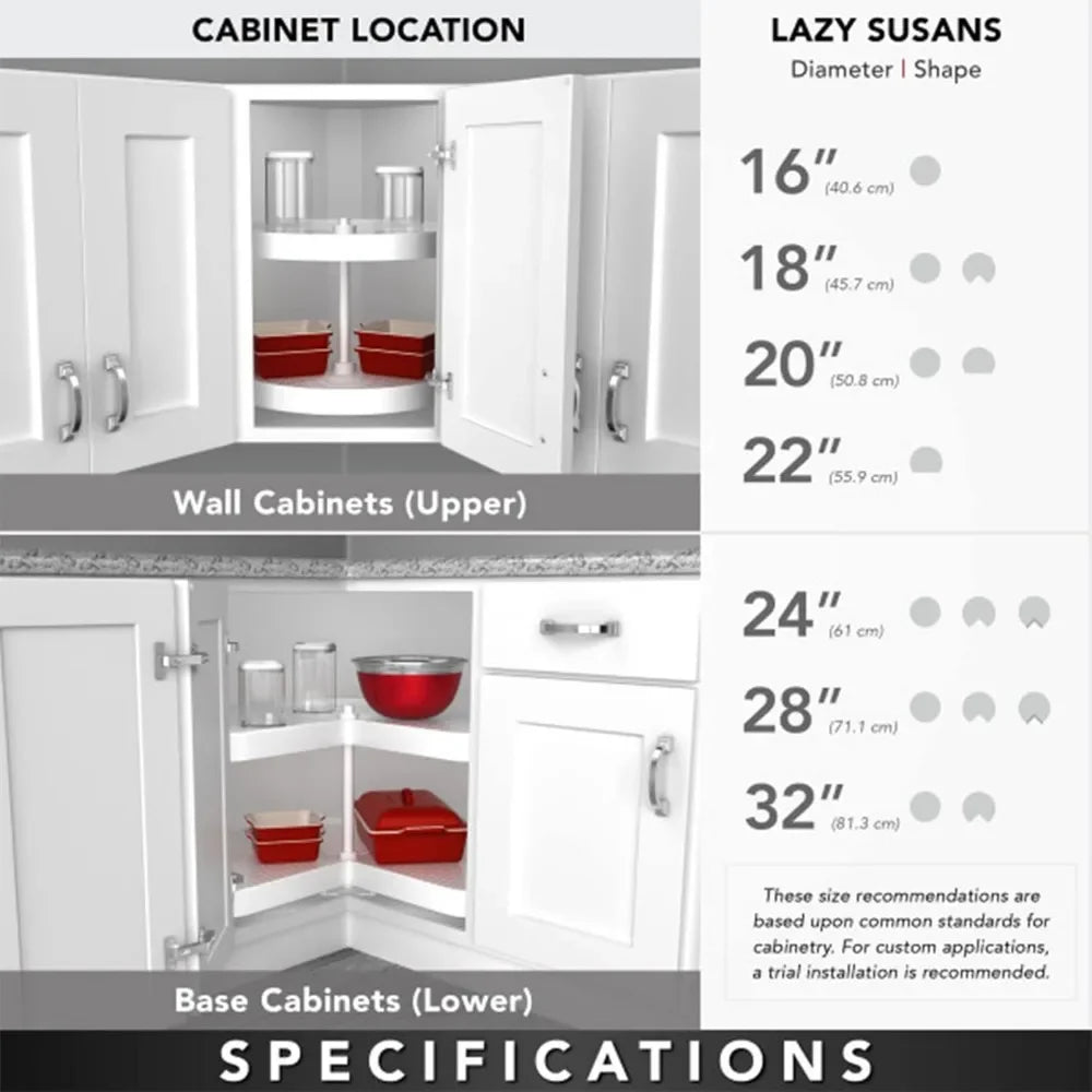 28" Dual Tier Pie-Cut Lazy Susan Organizer for Base Corner Kitchen Cabinets