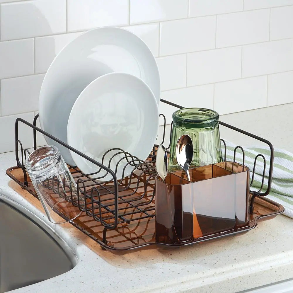 Stainless Steel Metal Sink Dish Drainer Plastic Tray