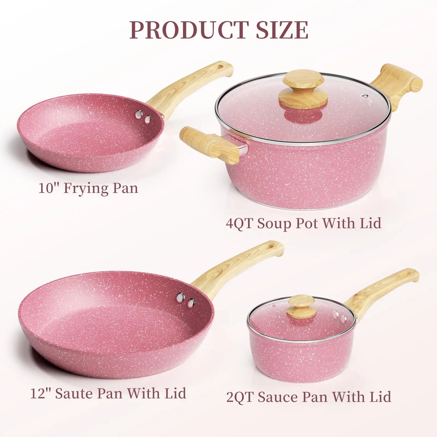 8 Pcs Nonstick Granite Cookware Set