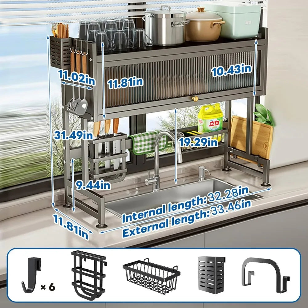 Over the Sink Dish Drainer Drying Rack 3 Tier
