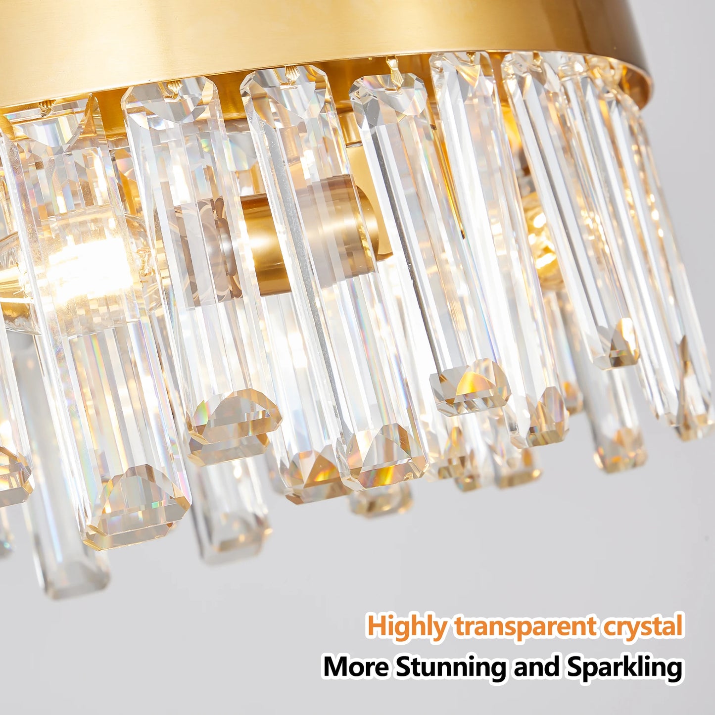23.6-inch Luxury Crystal Chandelier, Gold-Plated Metal Frame