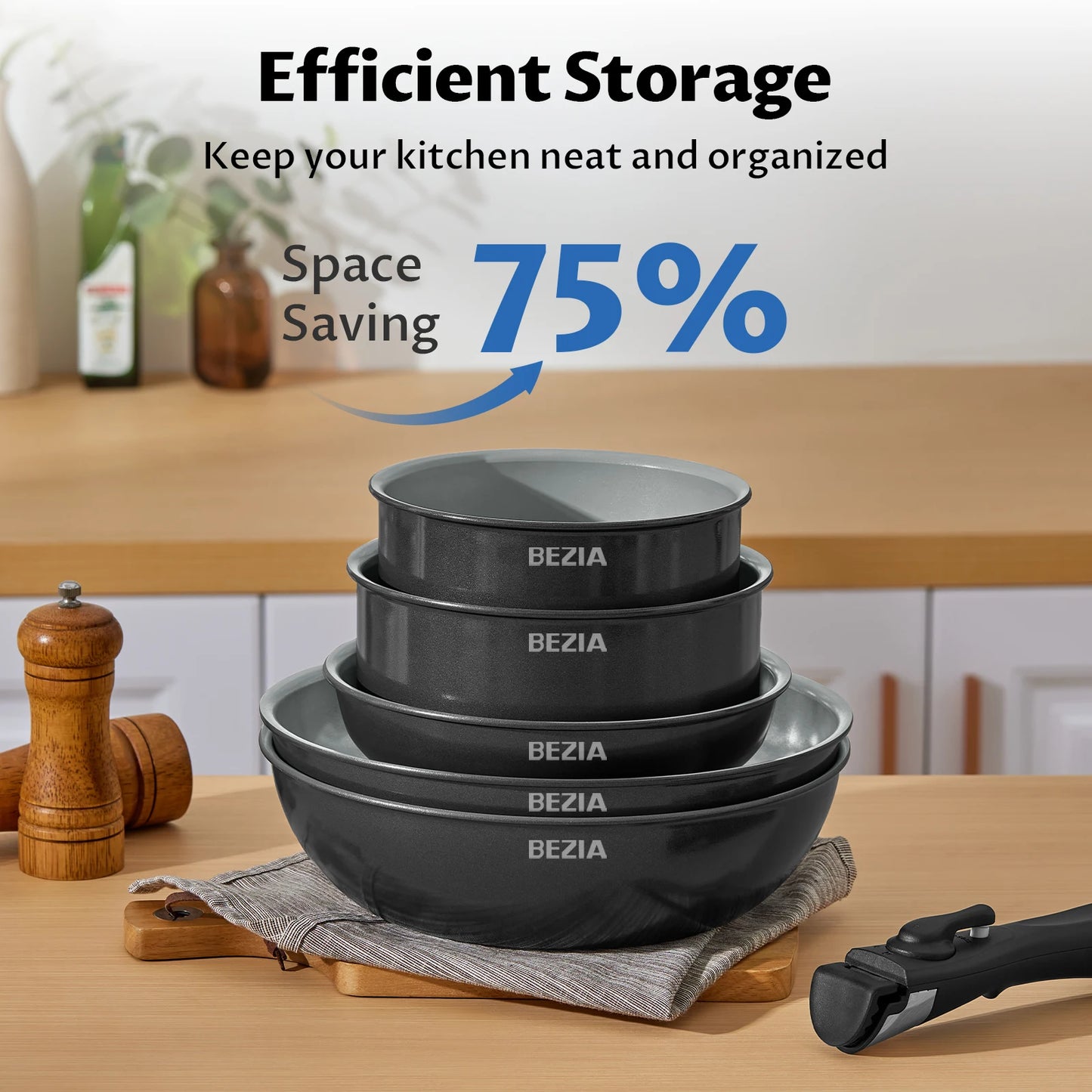 Induction Cookware Nonstick Pots and Pans Set 13pcs with Detachable Handles