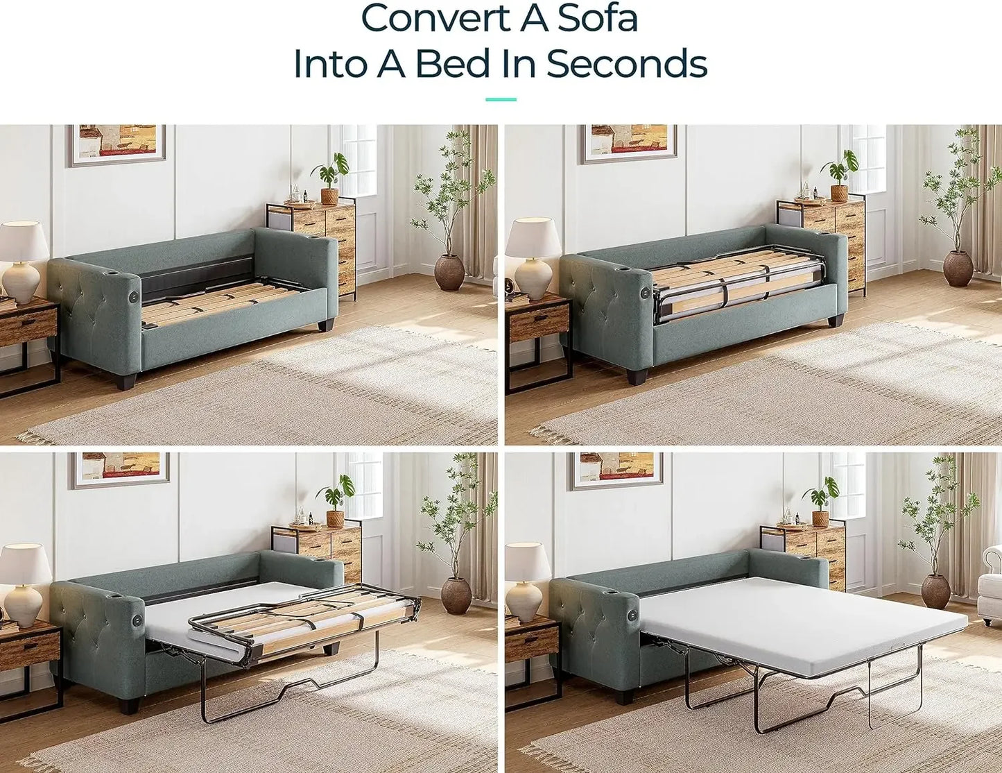Sofa Bed Mattress Full Size 4-inch Cool Gel Memory Foam Sleeper for Convertible Folding Sofa & Couch Beds, Sofa Not Included