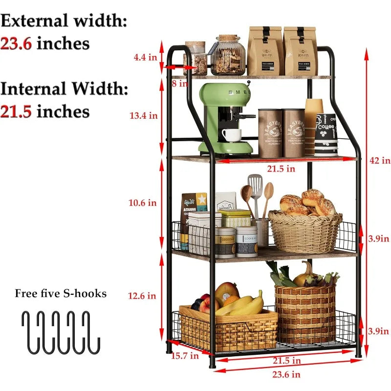 Microwave Stand with Storage 4-Tier