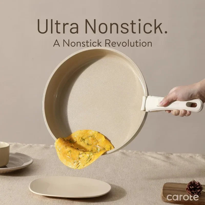 21pcs Detachable Handle Pots and Pan Set, Ceramic Nonstick Induction Cookware