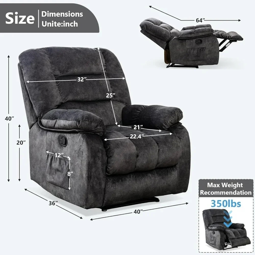 Overstuffed Massage Recliner Chair