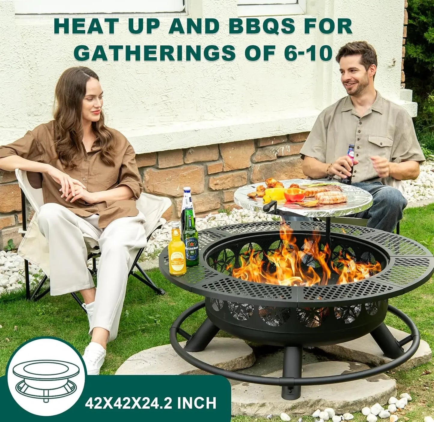 BBQ Fire Pit with Grill