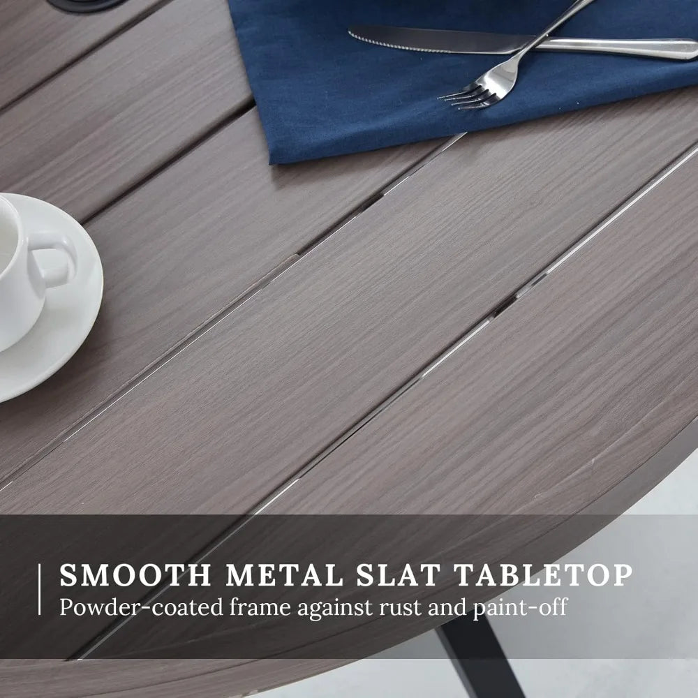 Round Patio Table with Adjustable Umbrella Hole