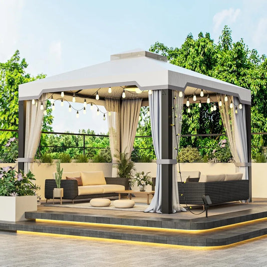 Heavy Duty Garden Gazebo with Mosquito Netting,o