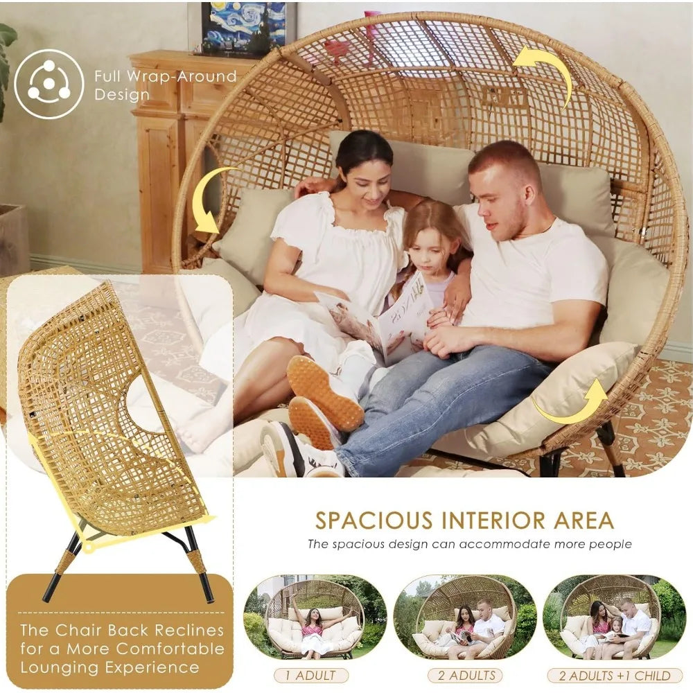 Double Egg Chair Indoor Outdoor Stationary