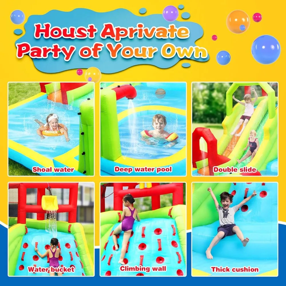 Inflatable Water Slide Park with Splash Pool Climb The Wall